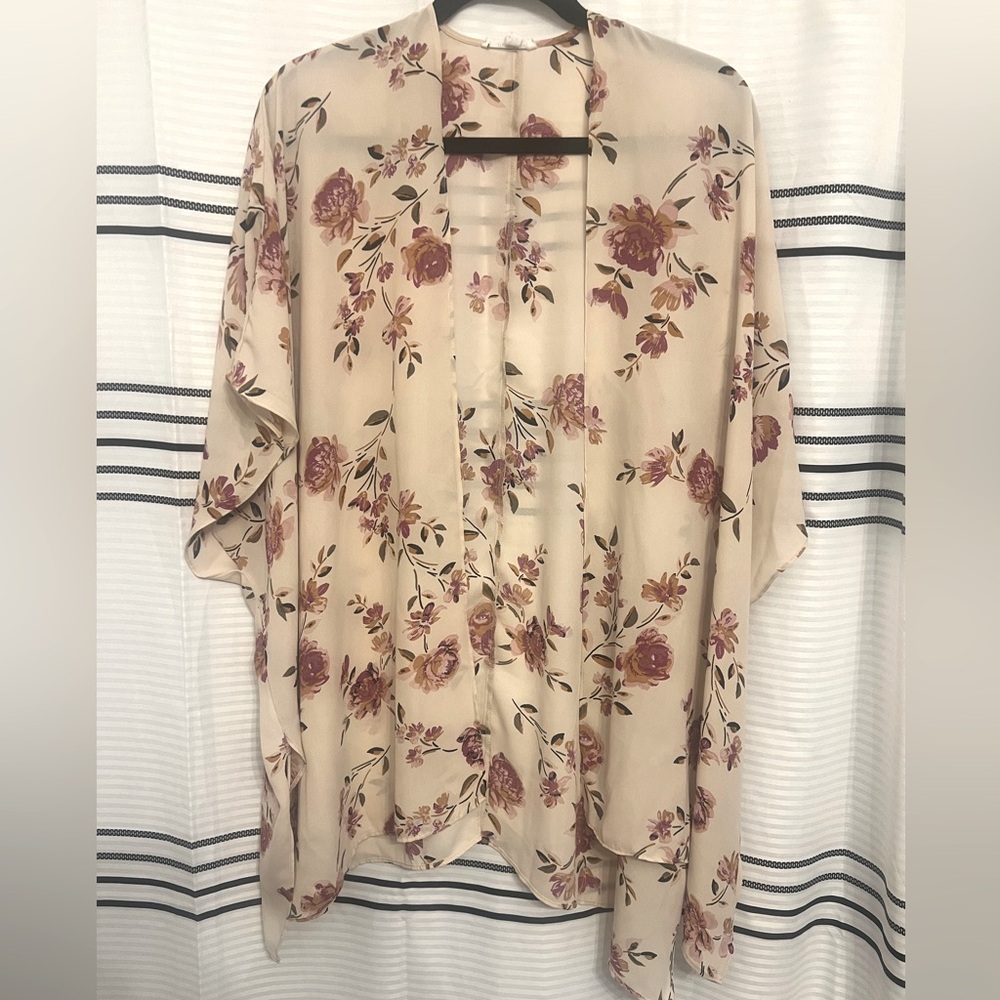 Maurice’s OS Sheer Floral Kimono Cardigan
